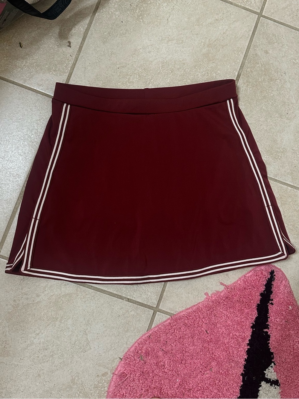 Women's Burgundy Athletic Mini Skirt with Contrast Stripe